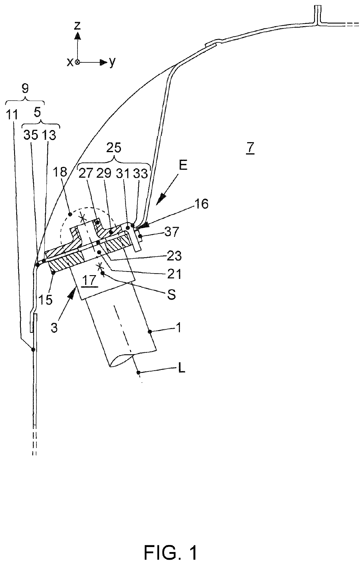 Bearing arrangement for a damper bearing of a shock absorber and method for installation of a damper bearing on a vehicle body