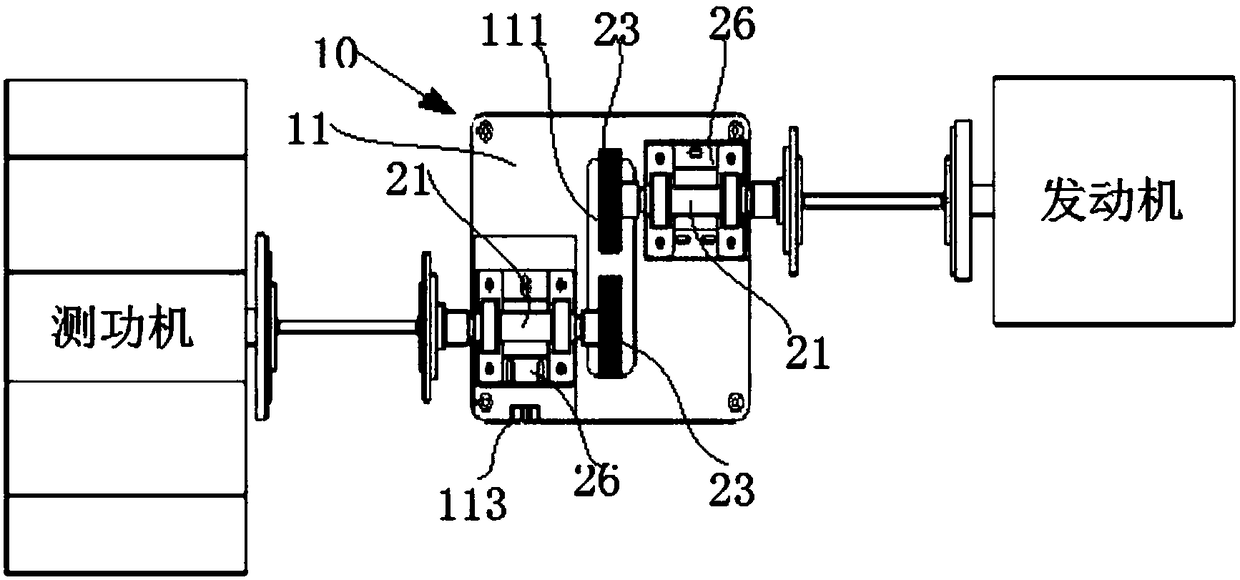 Engine test transmission vibration isolation device