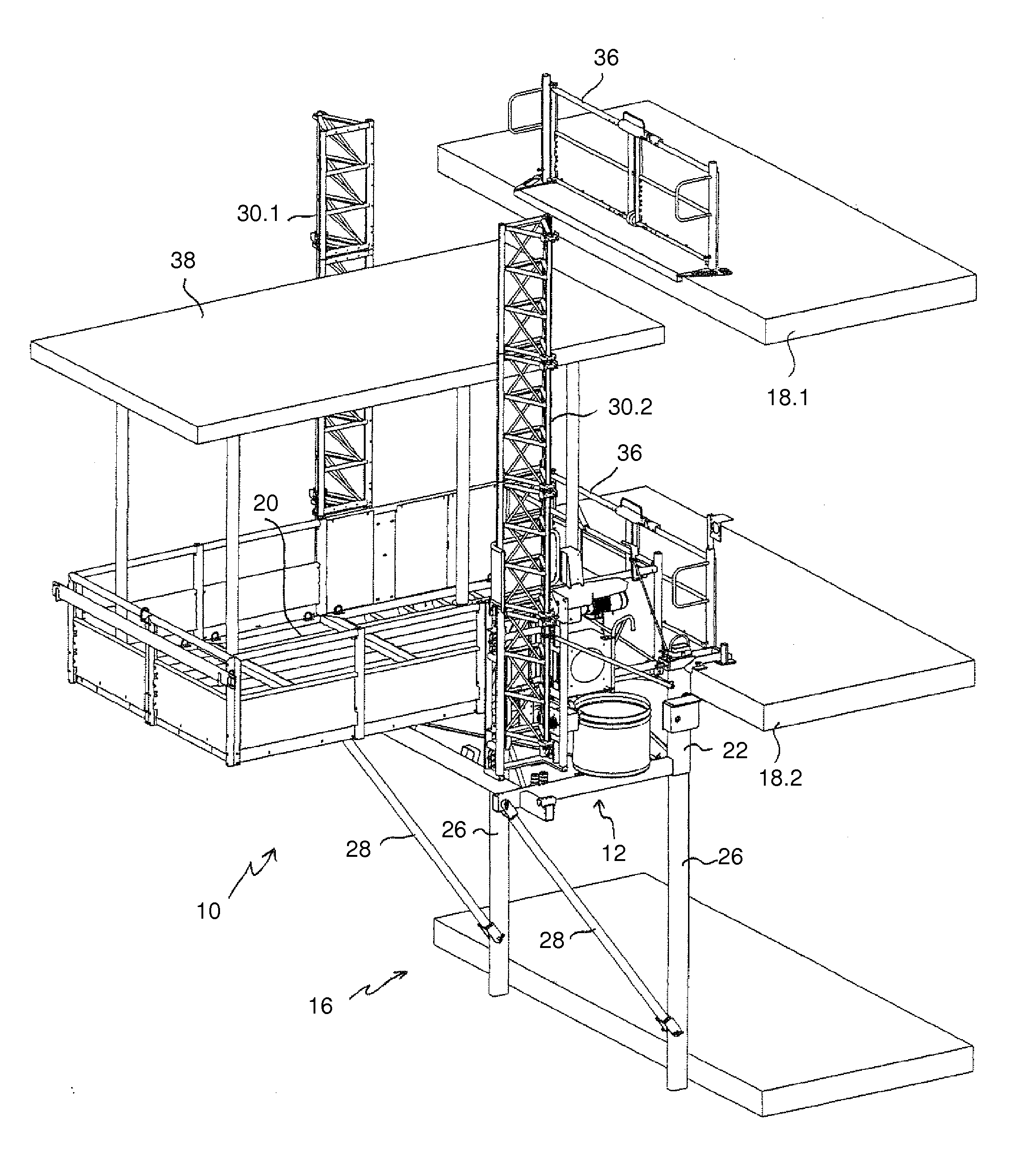 Lifting platform and method for setting up a lifting platform