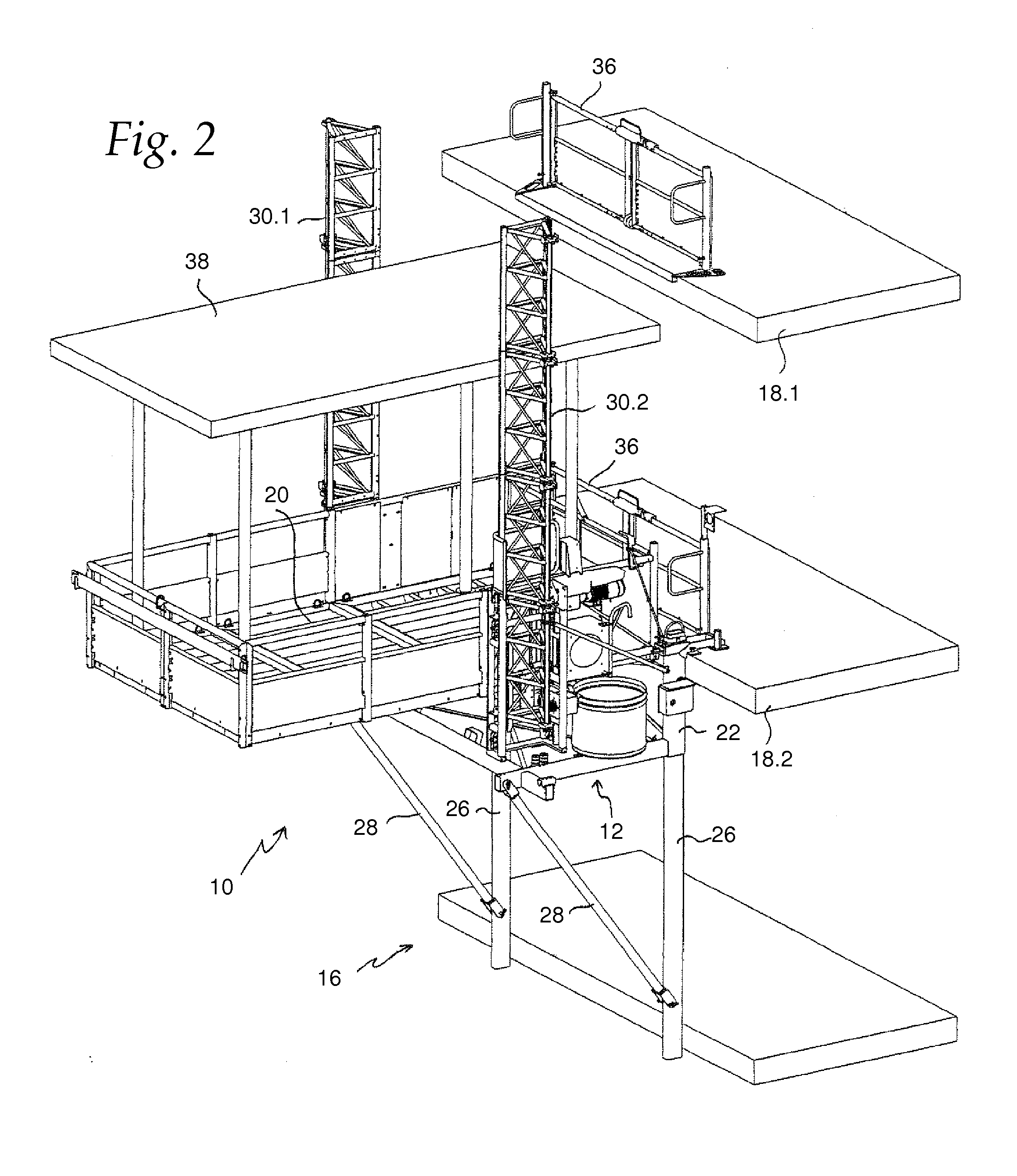 Lifting platform and method for setting up a lifting platform