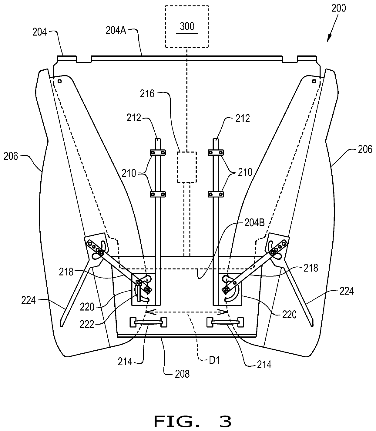 Extendable table adjusting windrow chute