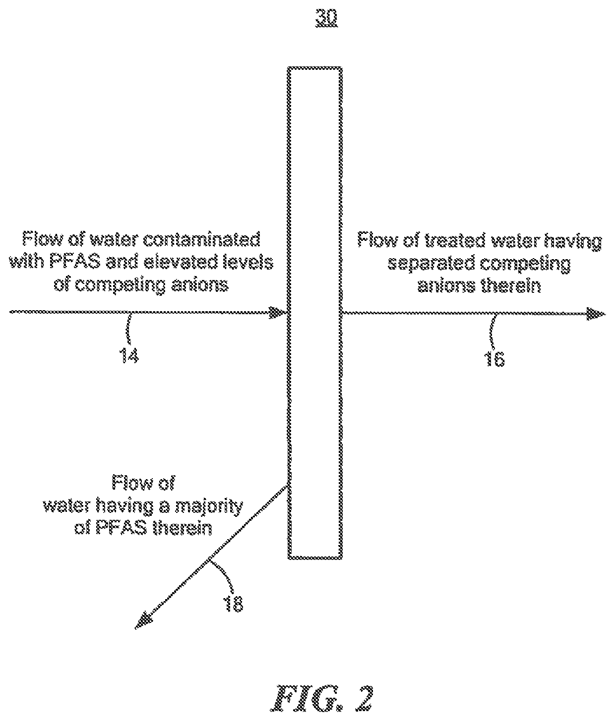 System and method for separating competing anions from per- and polyfluoroalkyl substances (PFAS) in a flow of water