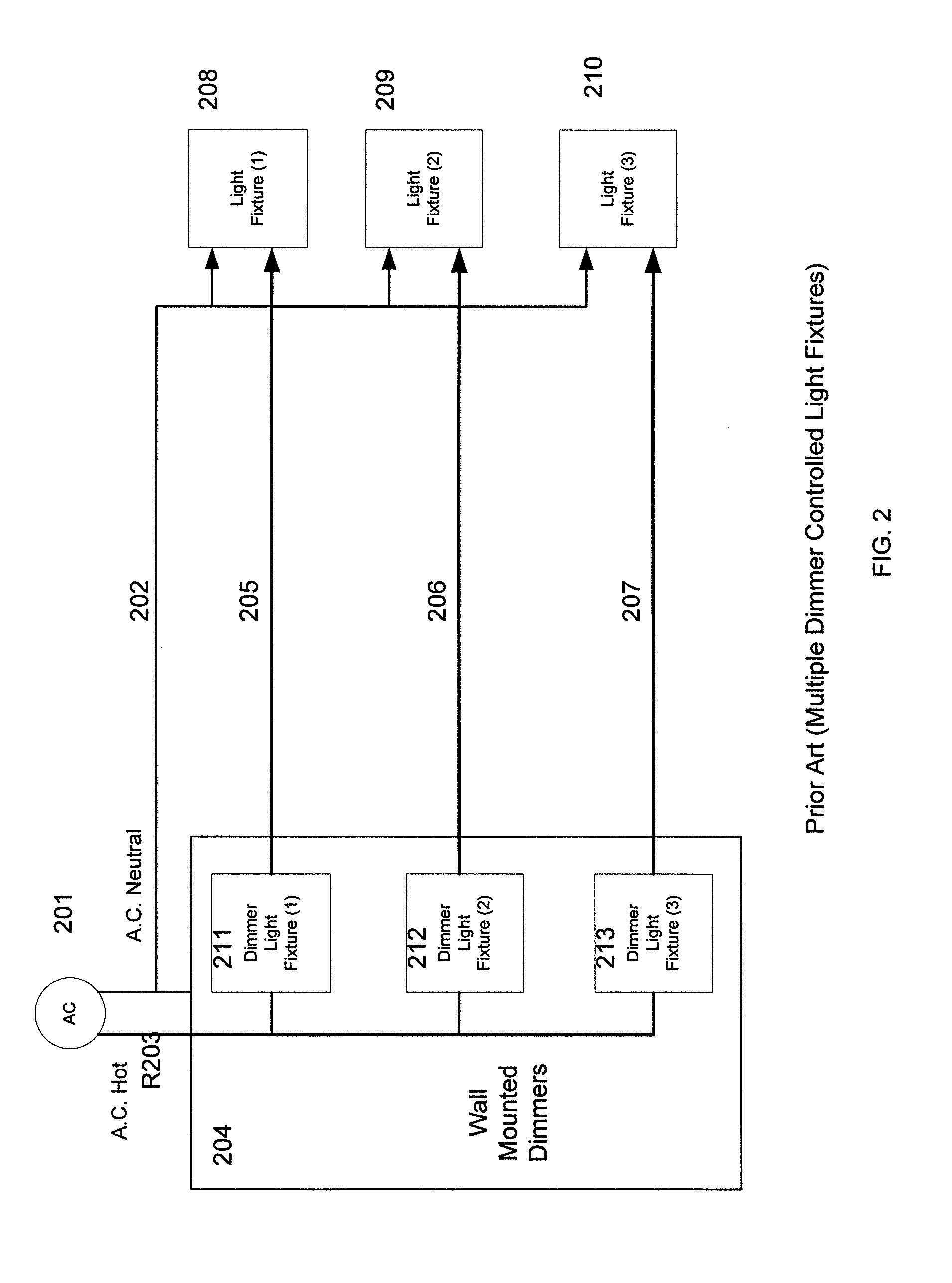 Combined lighting device with an integrated dimming control system