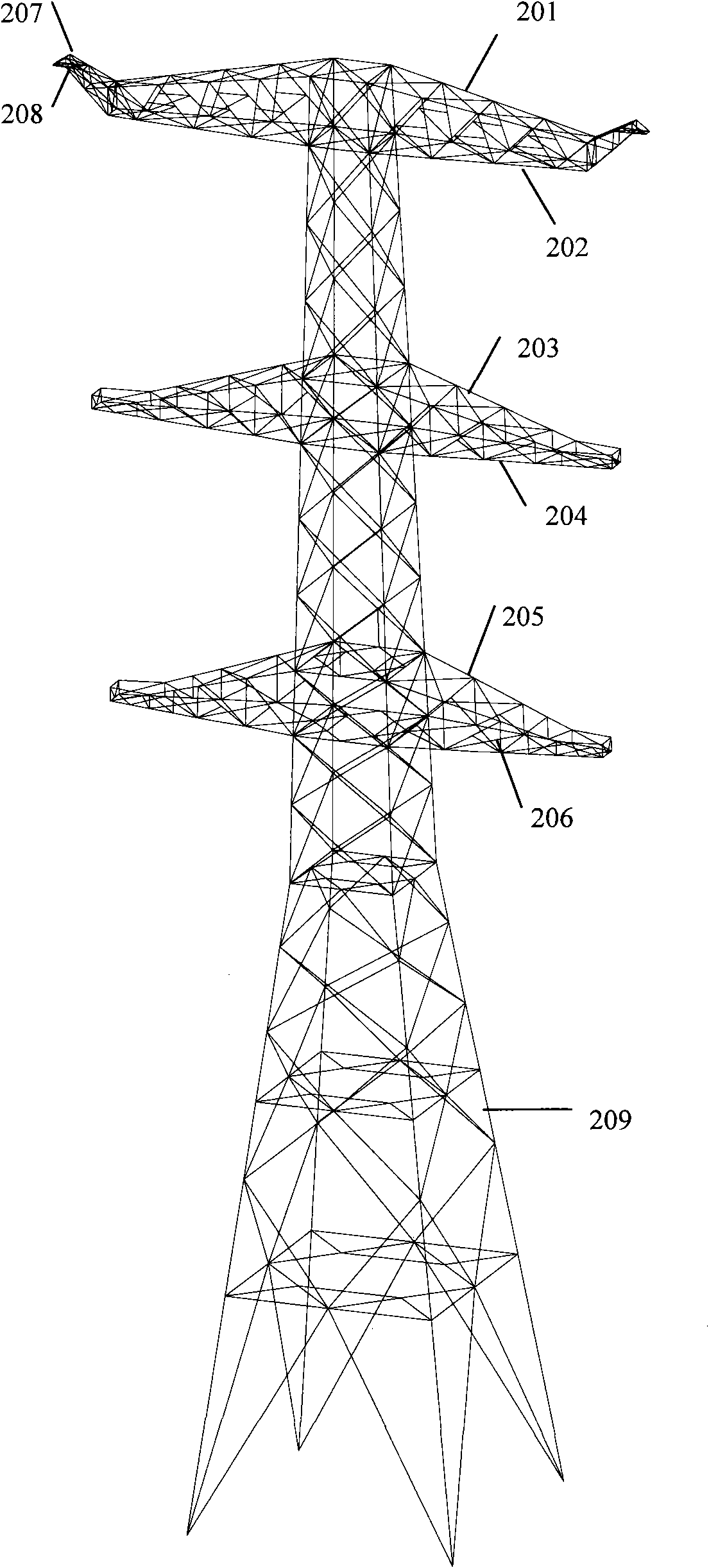 Method and device for calculating internal force of extra-high voltage steel tube tower