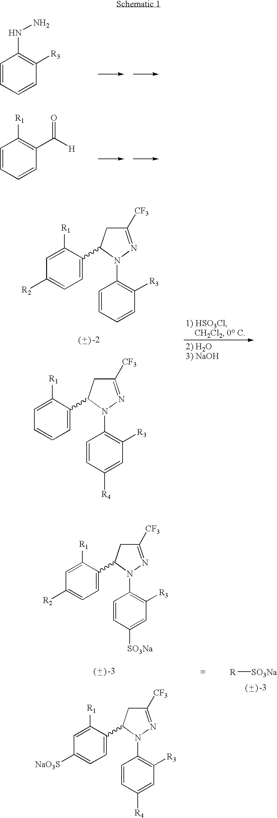 Procedure for the preparation of racemic and enantiomerically pure derivatives O F 1,5 diaryl-3-trifluorromethyl-delta2-pyrazolines