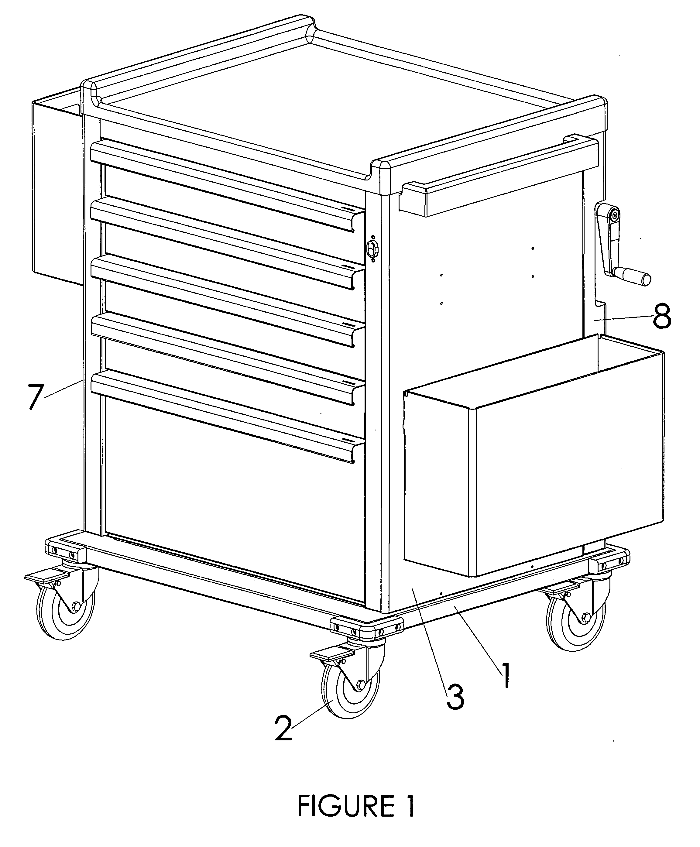 Medication cart with height adjustment