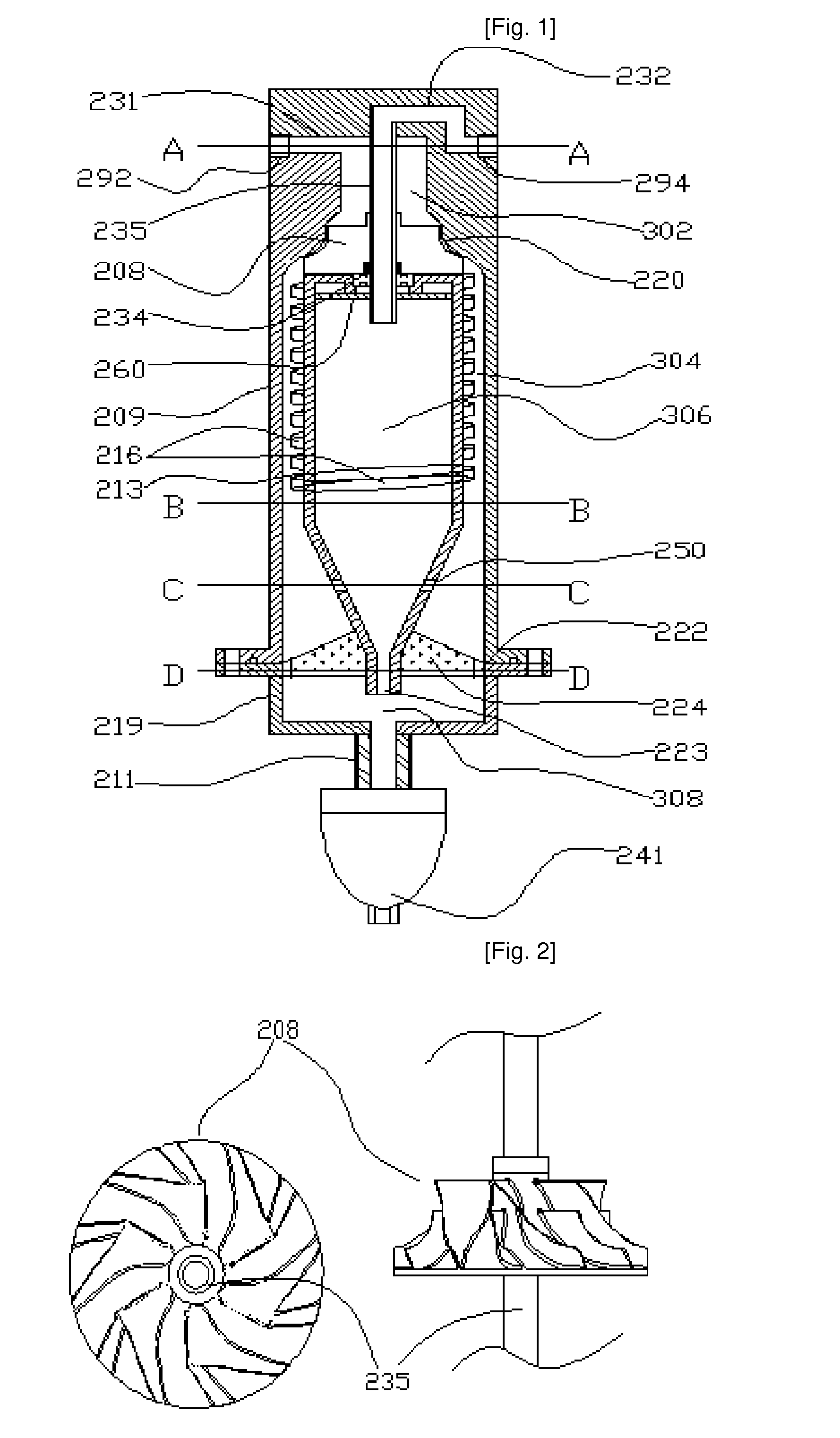 Compressed air cleaner utilizing a centrifugal impeller and spiral grooves