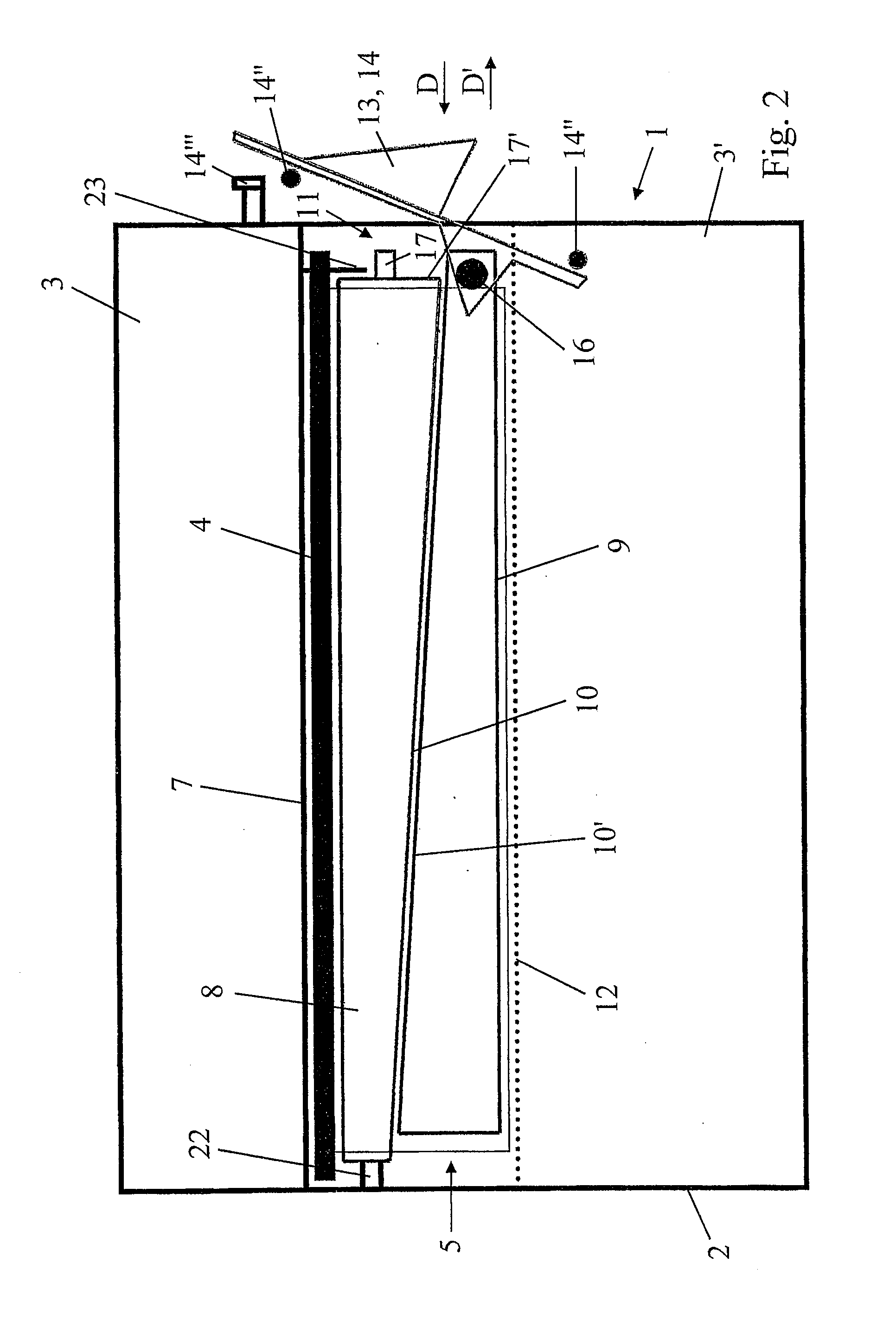 Drawer air-filter device and inlet assembly having such a device