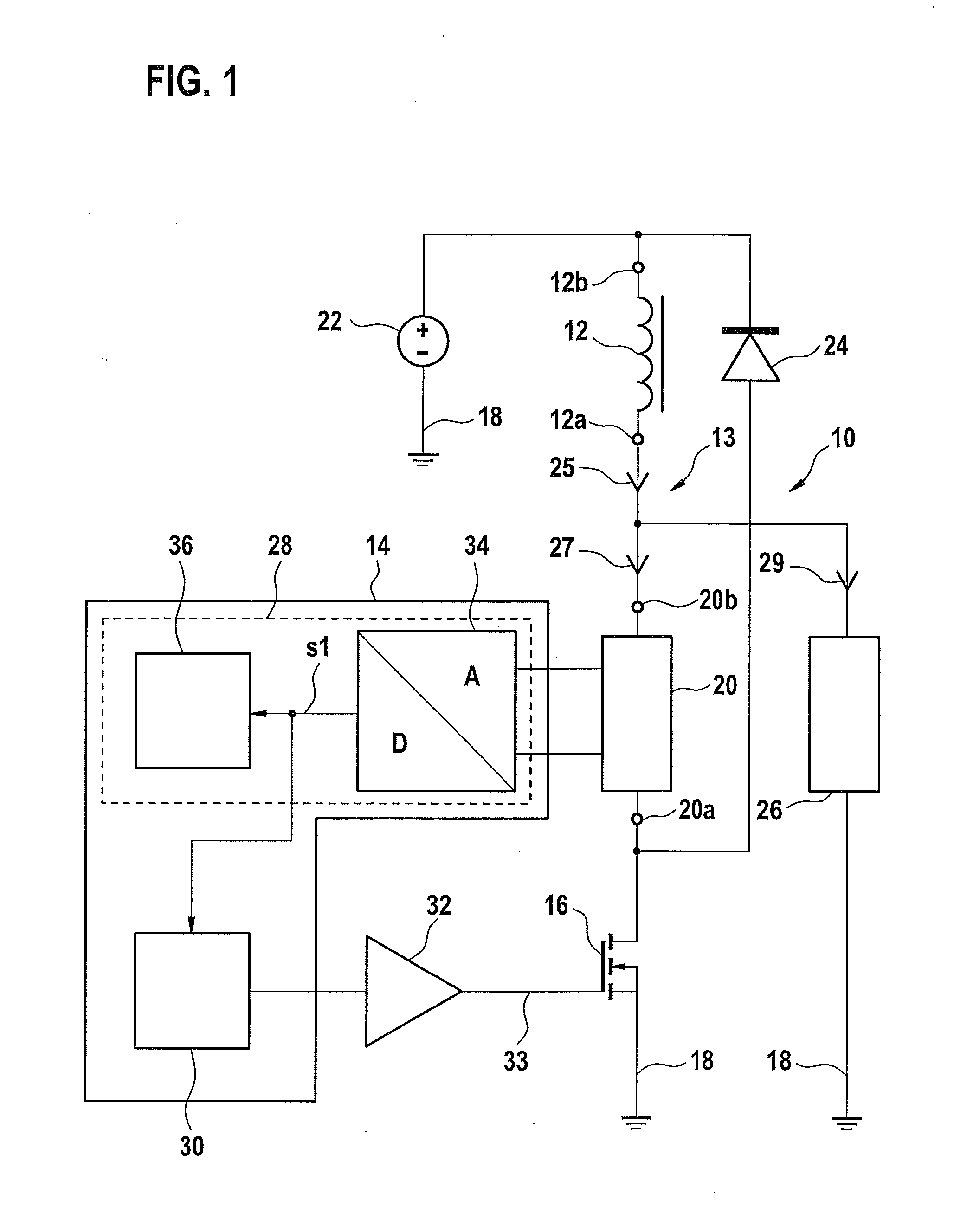 Device for monitoring an operation of an inductive element