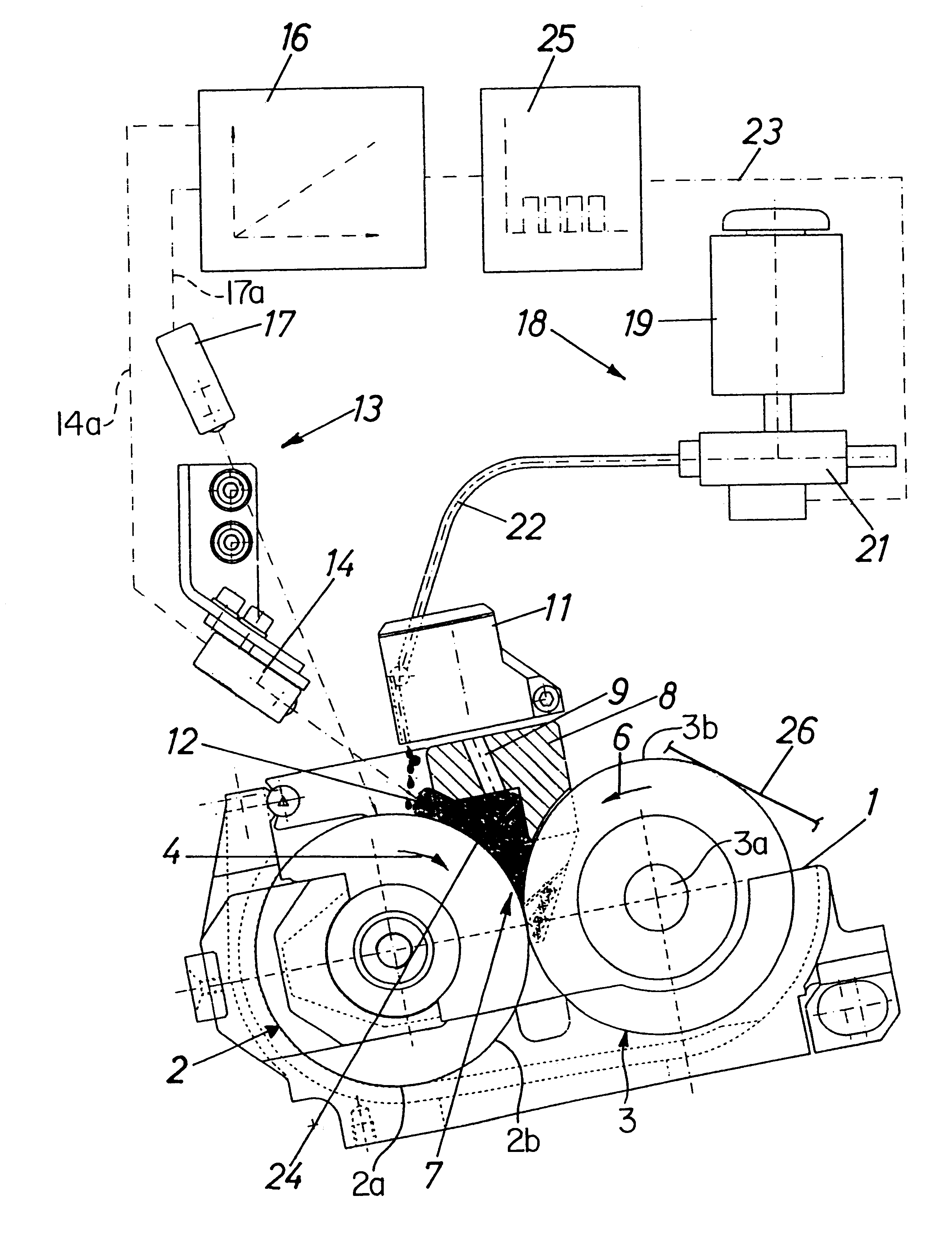 Apparatus for applying adhesive to a web-shaped carrier