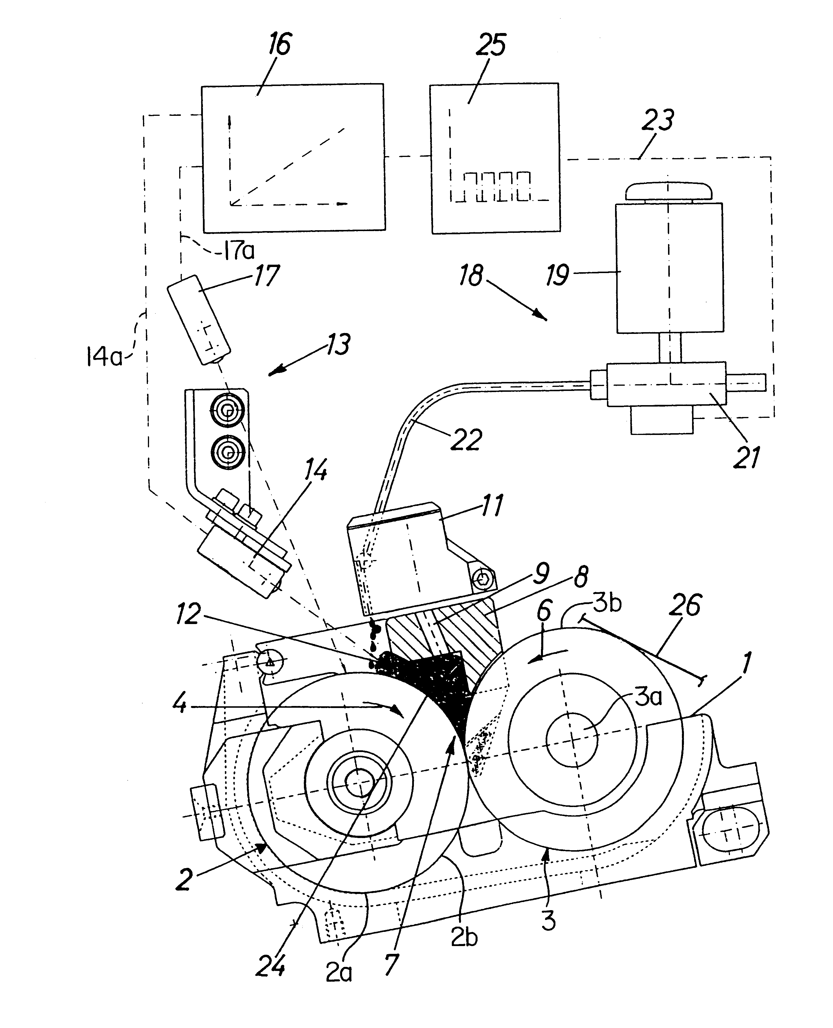 Apparatus for applying adhesive to a web-shaped carrier