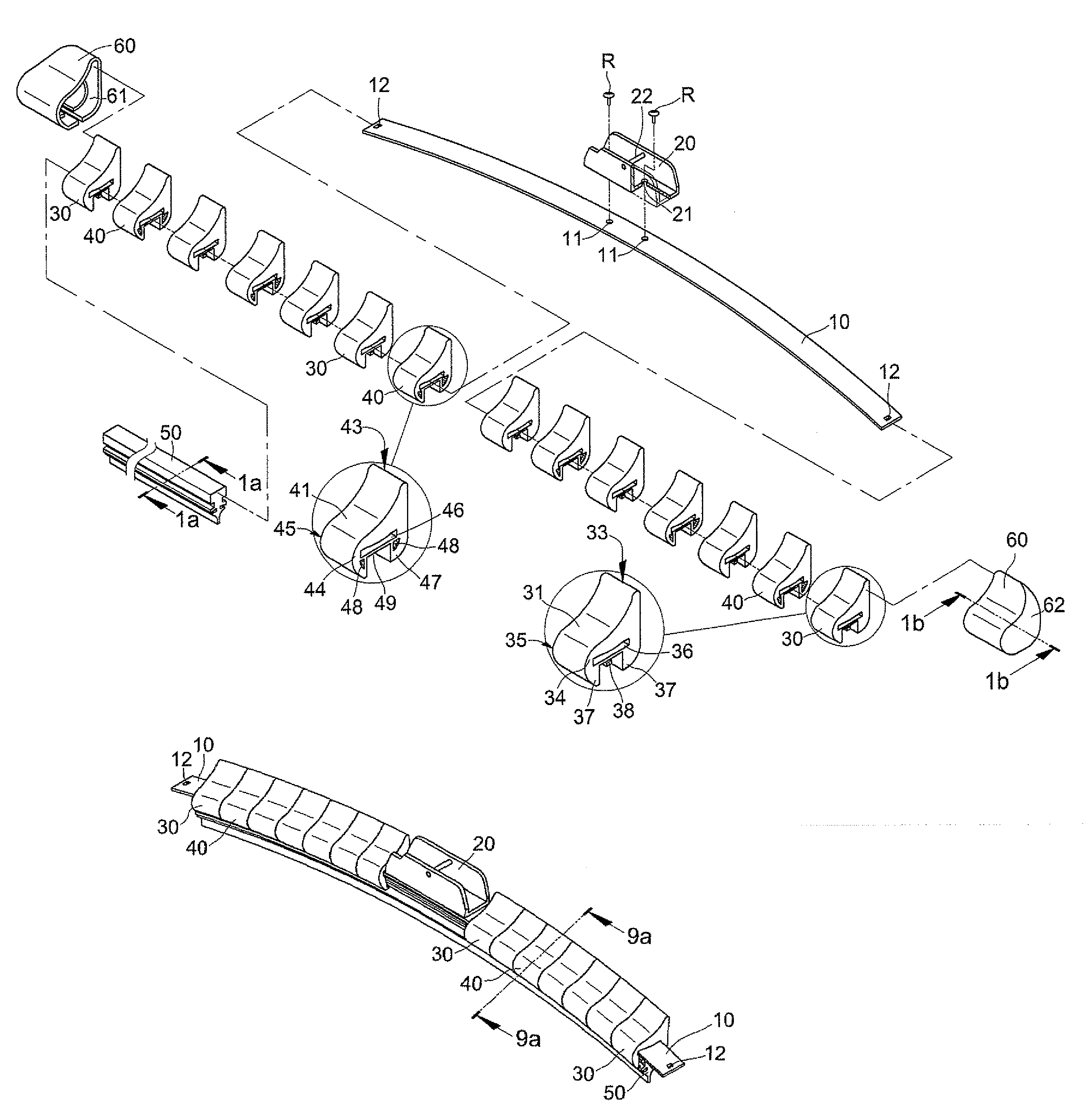 Structure for array combinational type of windshield wiper