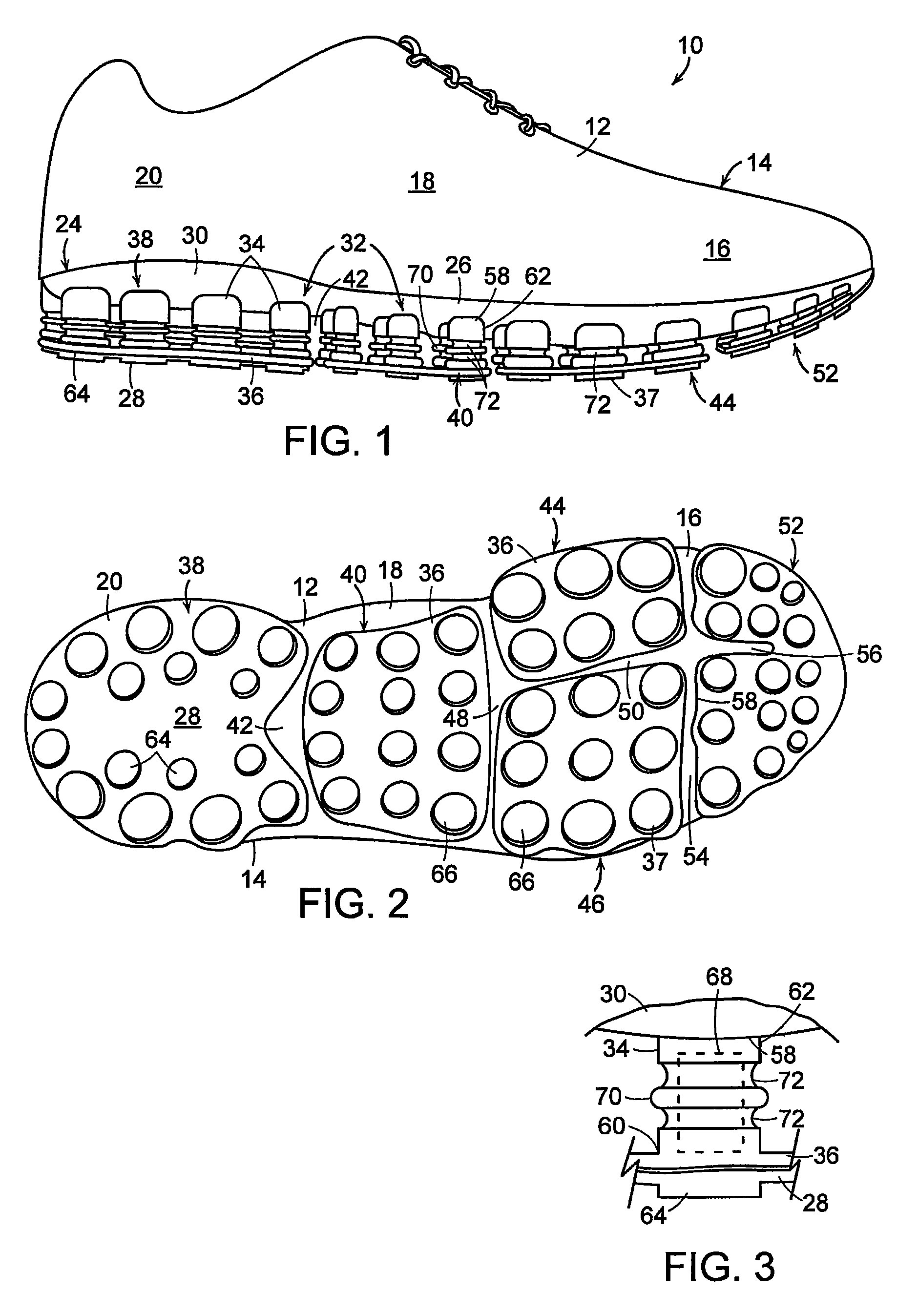 Article of footwear with support assemblies having elastomeric support columns