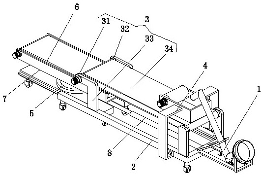 Automatic material conveying structure of industrial automation equipment and operation method