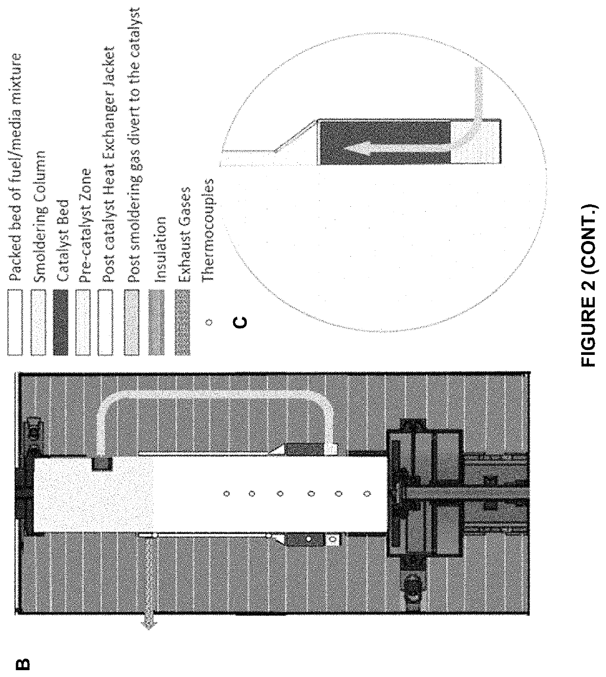 Treatment of fecal matter by smoldering and catalysis