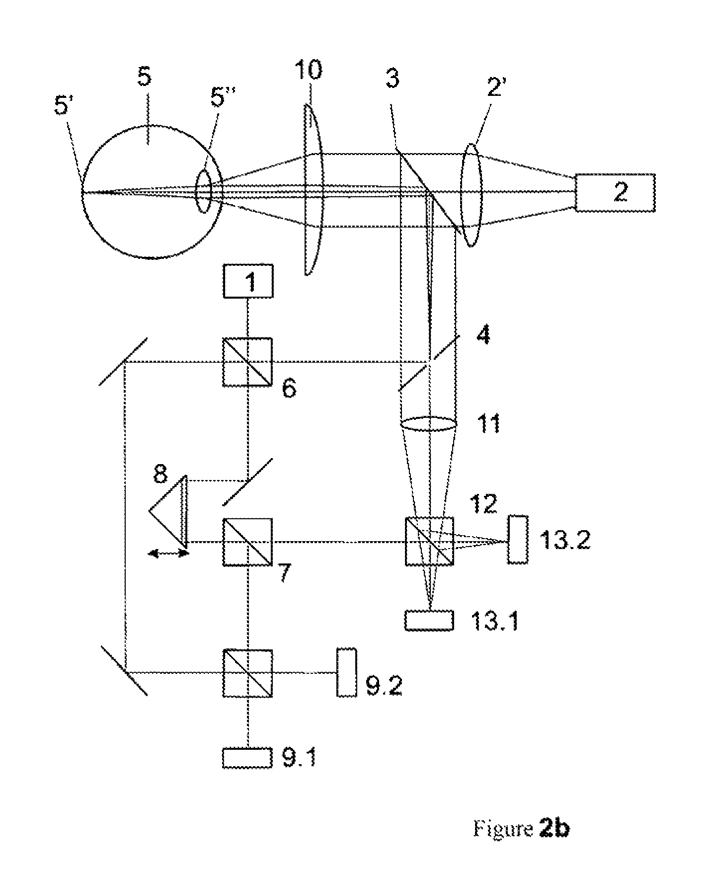 Device for interferometrically measuring the eye length and the anterior eye segment