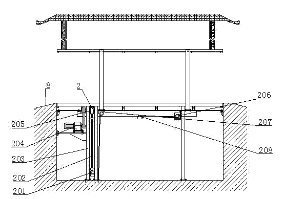 Pavilion type lifting garage