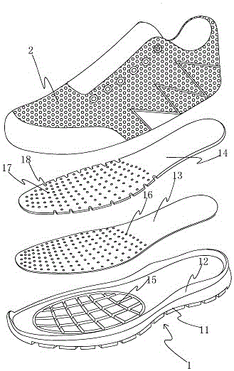 Shoe capable of increasing air flowing at the bottom of shoe cavity