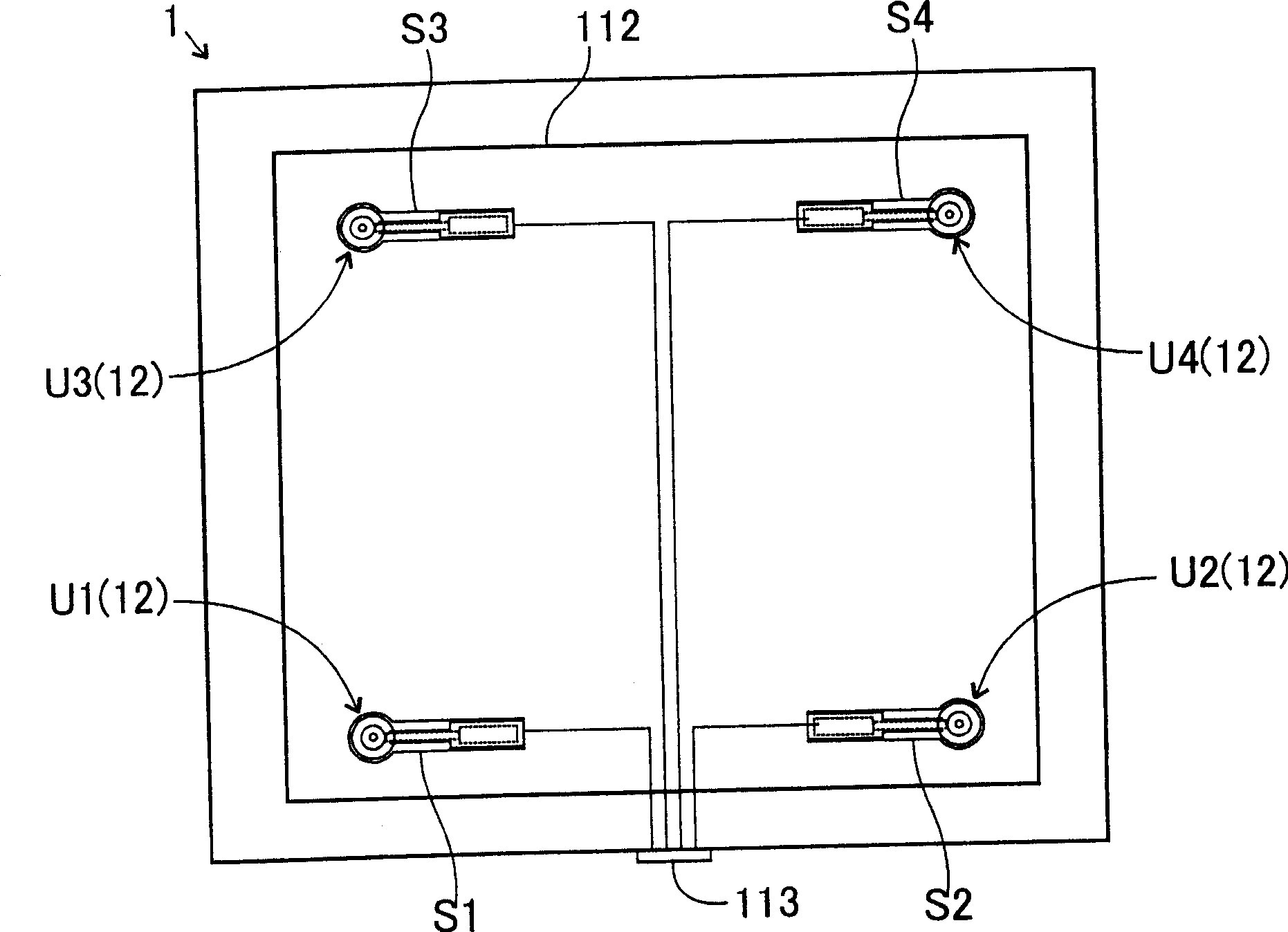 Board for measuring parallelism between surfaces of upper and lower surface plates, system for measuring parallelism between surfaces of upper and lower surface plates, and method for adjusting distan