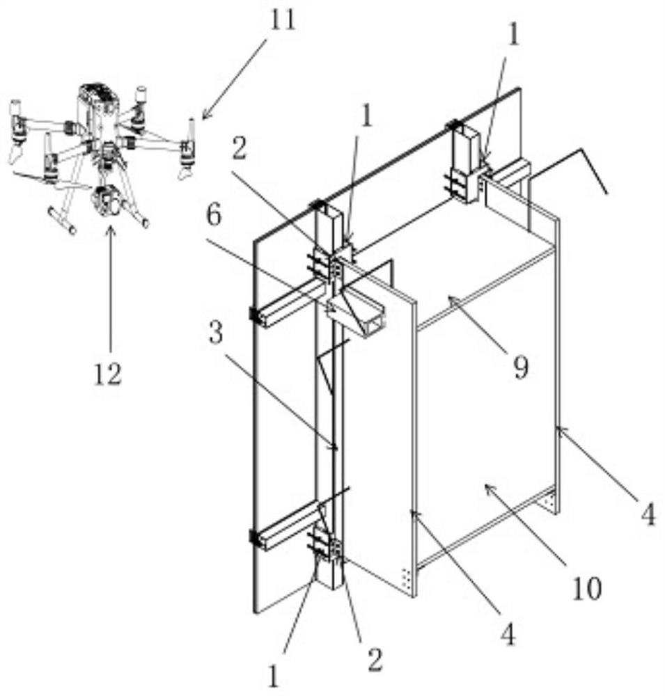 Glass curtain wall opening window leakproofness field unmanned aerial vehicle and heat preservation box body combined detection device and method