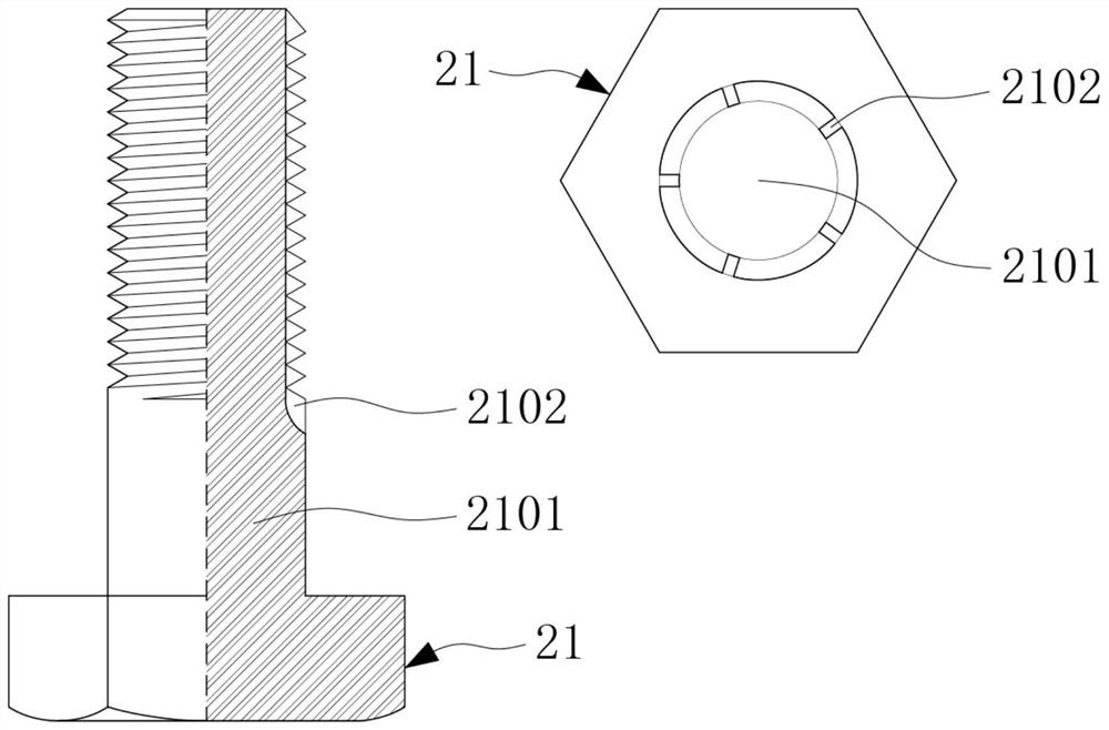 Anti-loosening bolt assembly with buckle pin arranged along thread axis