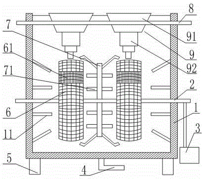 Device used in radix ophiopogonis tuber root washing process and having feeding assisting tool