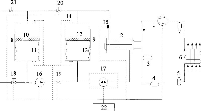 Heat-pump water heater with dual water tanks and heating method thereof