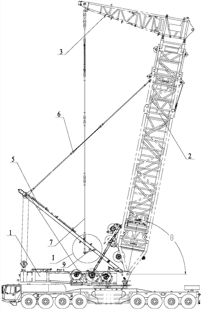 Crane and arm rising method thereof