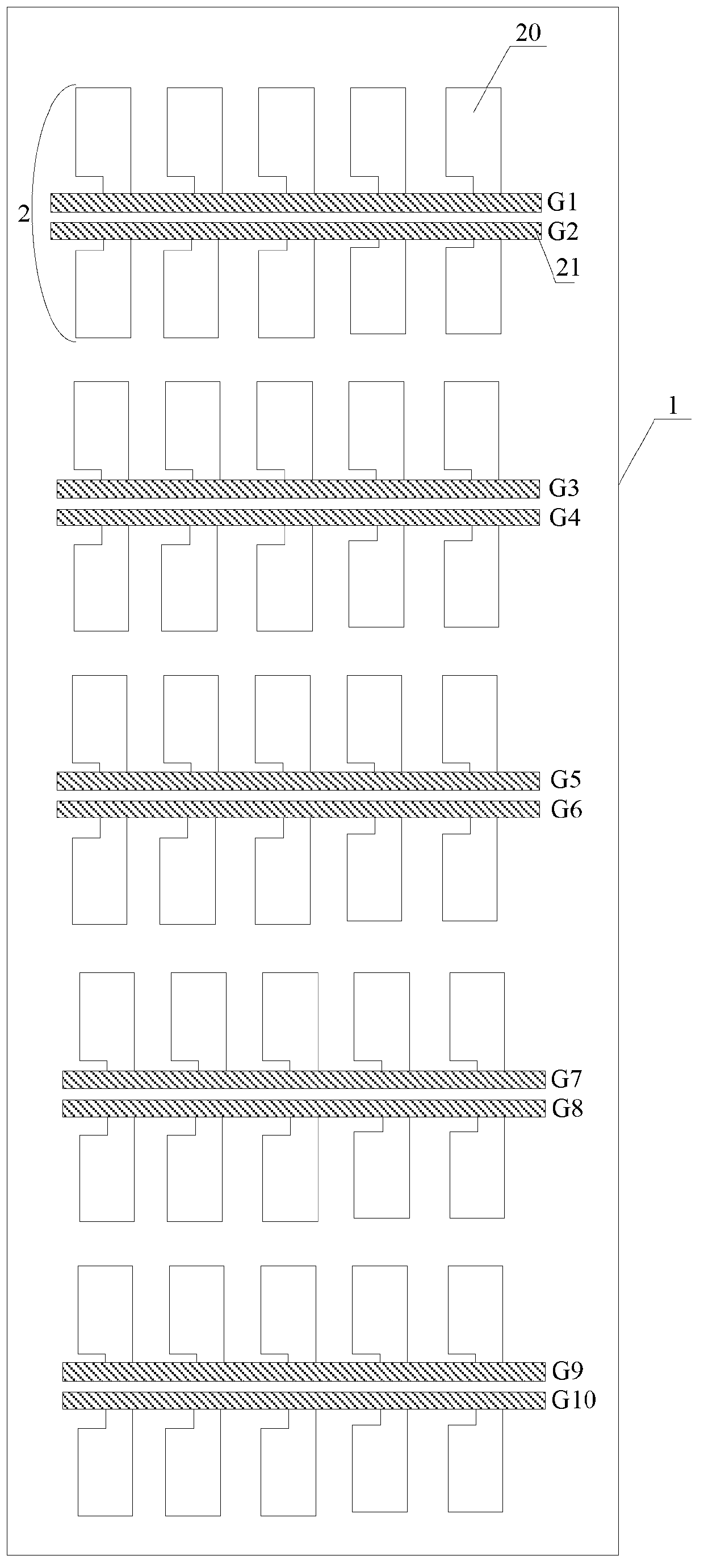 Built-in touch screen and display device