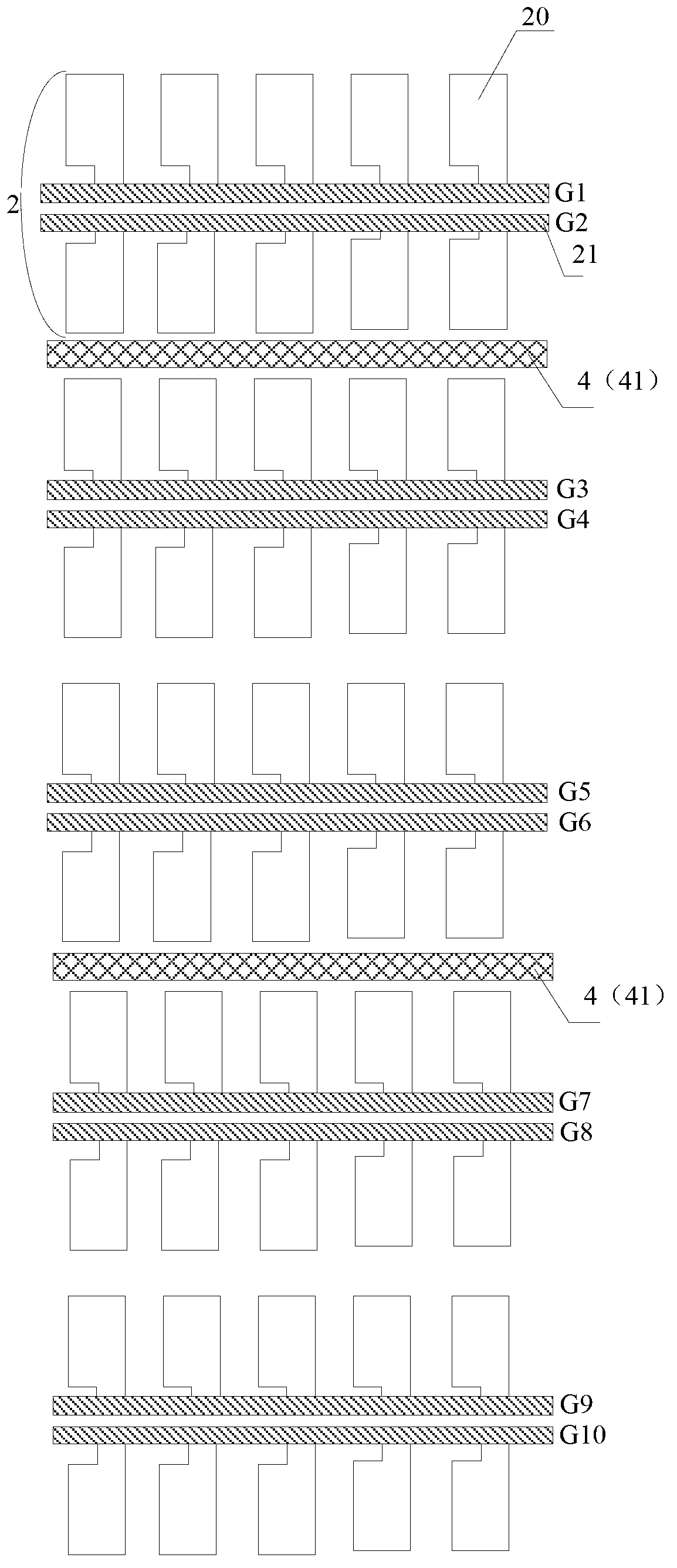 Built-in touch screen and display device