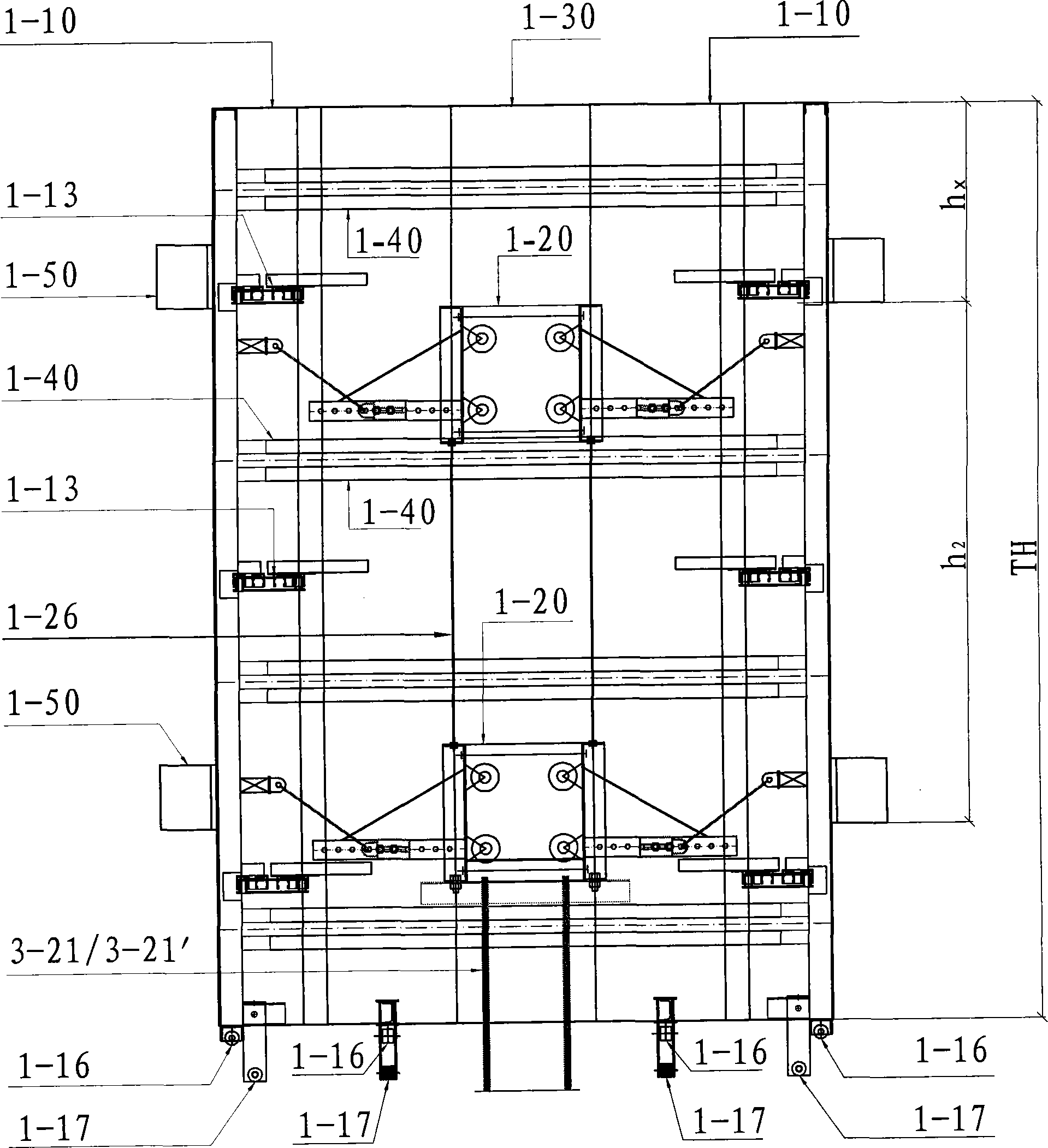 Instrumental climbing formwork for building vertical shaft/elevator shaft