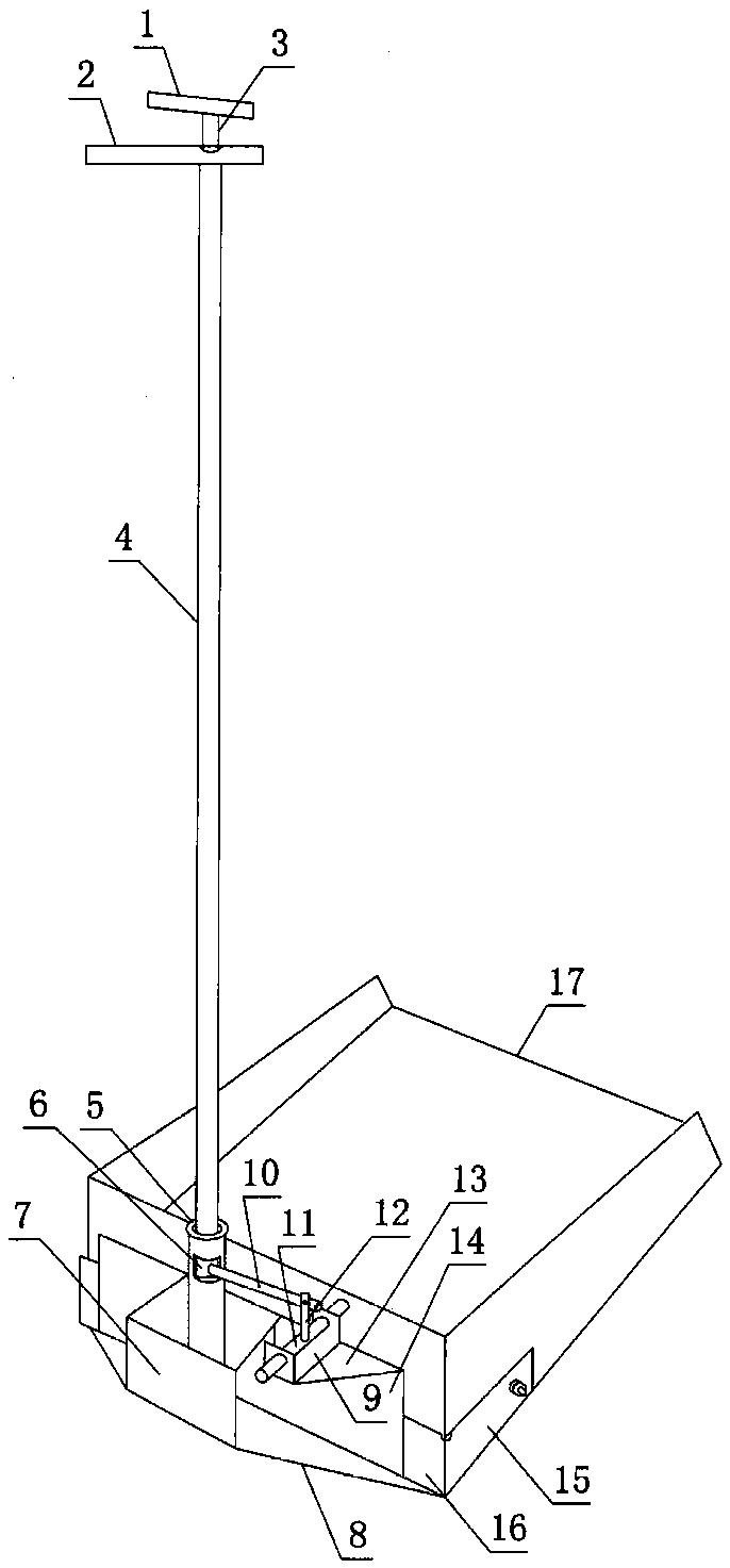 Dustpan with inner rod for controlling turning