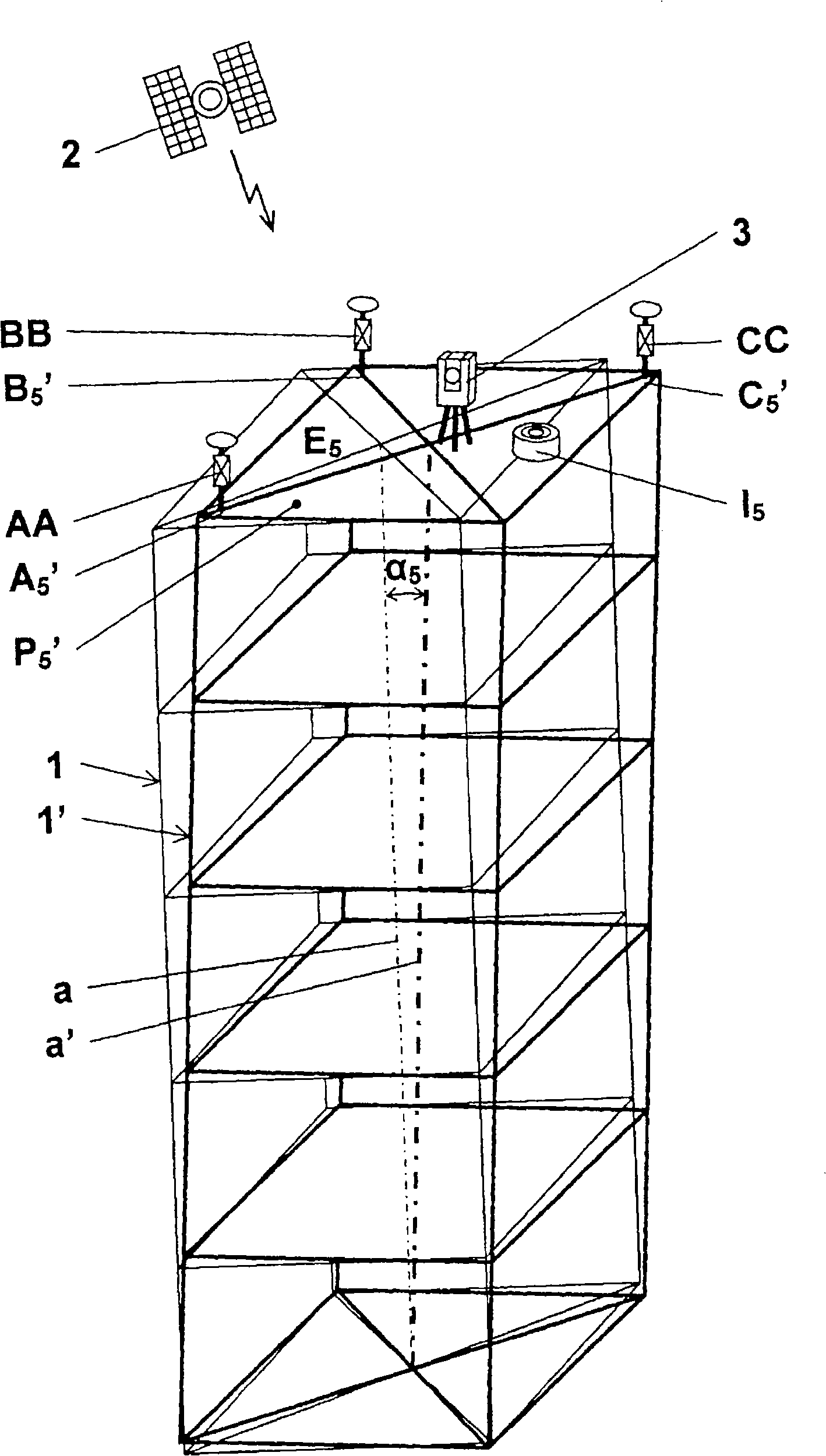Surveying procedure and system for a high-rise structure