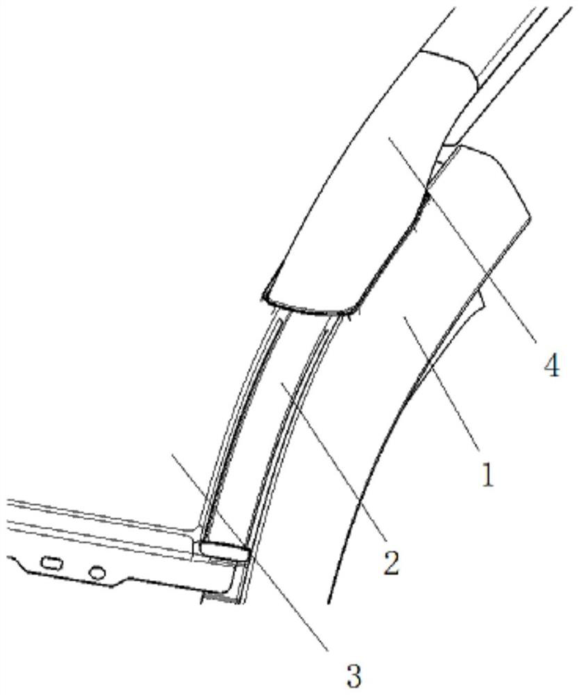 Front section and rear end limiting structure of automobile roof trim strip