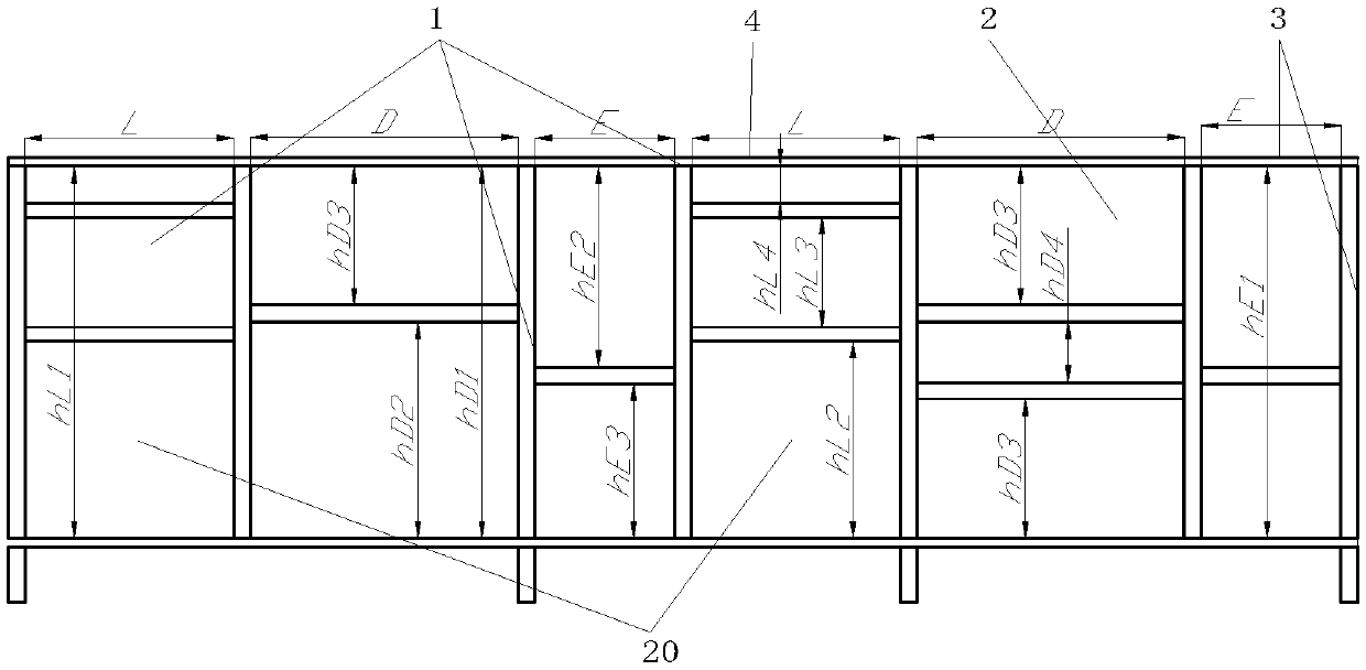 Serialized integral single-row kitchen cabinet and modularized kitchen floor cabinet formed by combination of serialized integral single-row kitchen cabinets