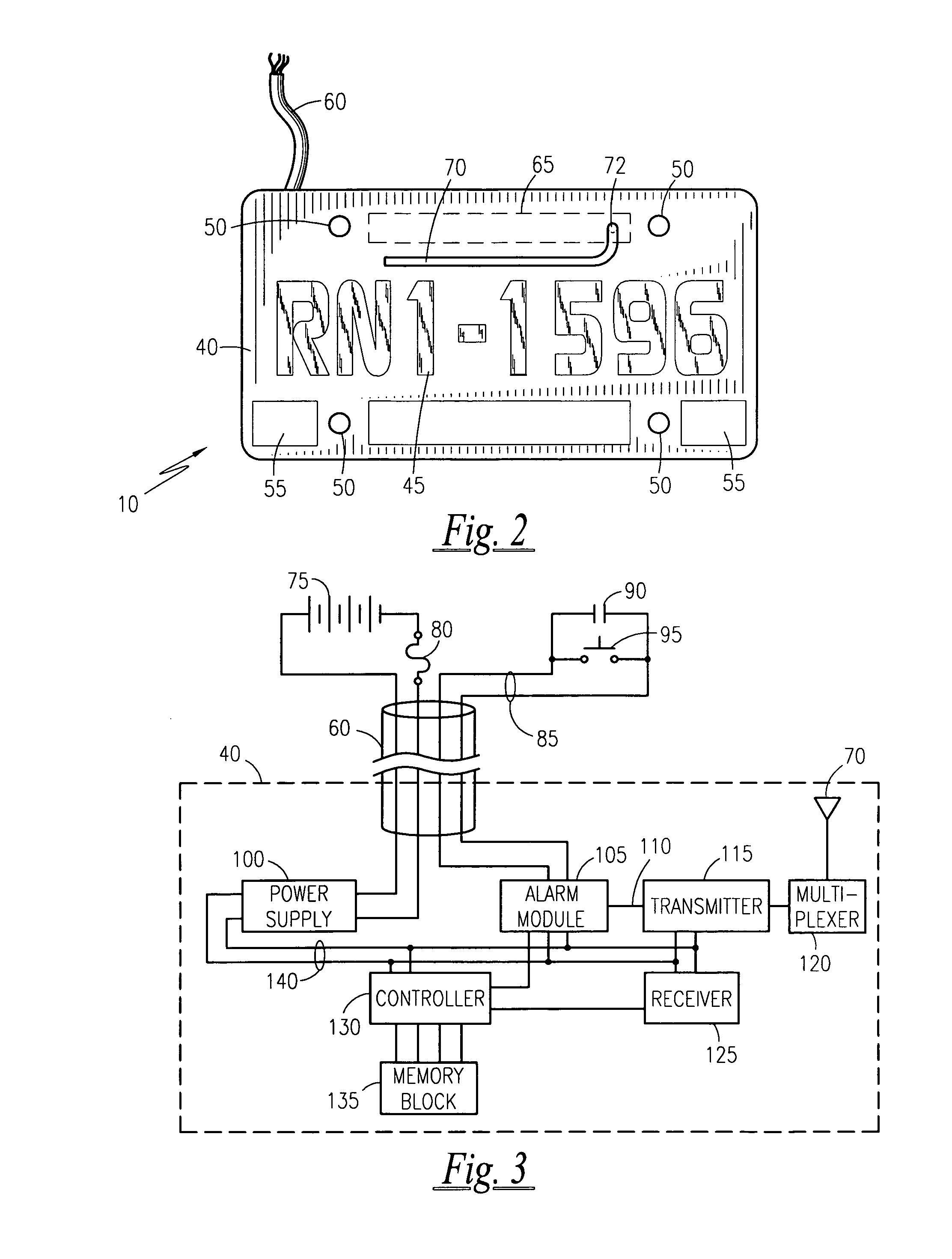 Motor vehicle license plate with integral wireless tracking and data dissemination device