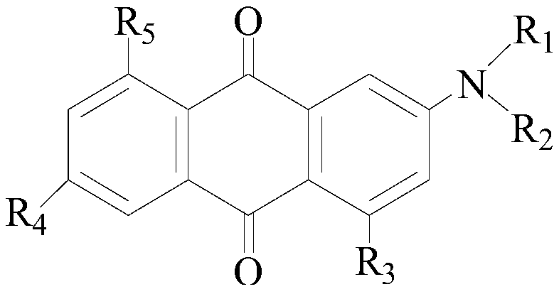 Anthraquinone structure carboxylic acid type dye for alginate fiber dyeing and preparation method and dyeing process thereof