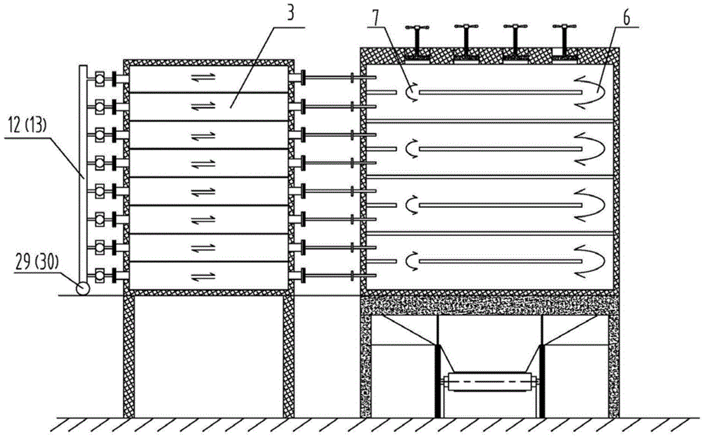 Transverse alternate heating and vertical coke discharging type tamping coke furnace