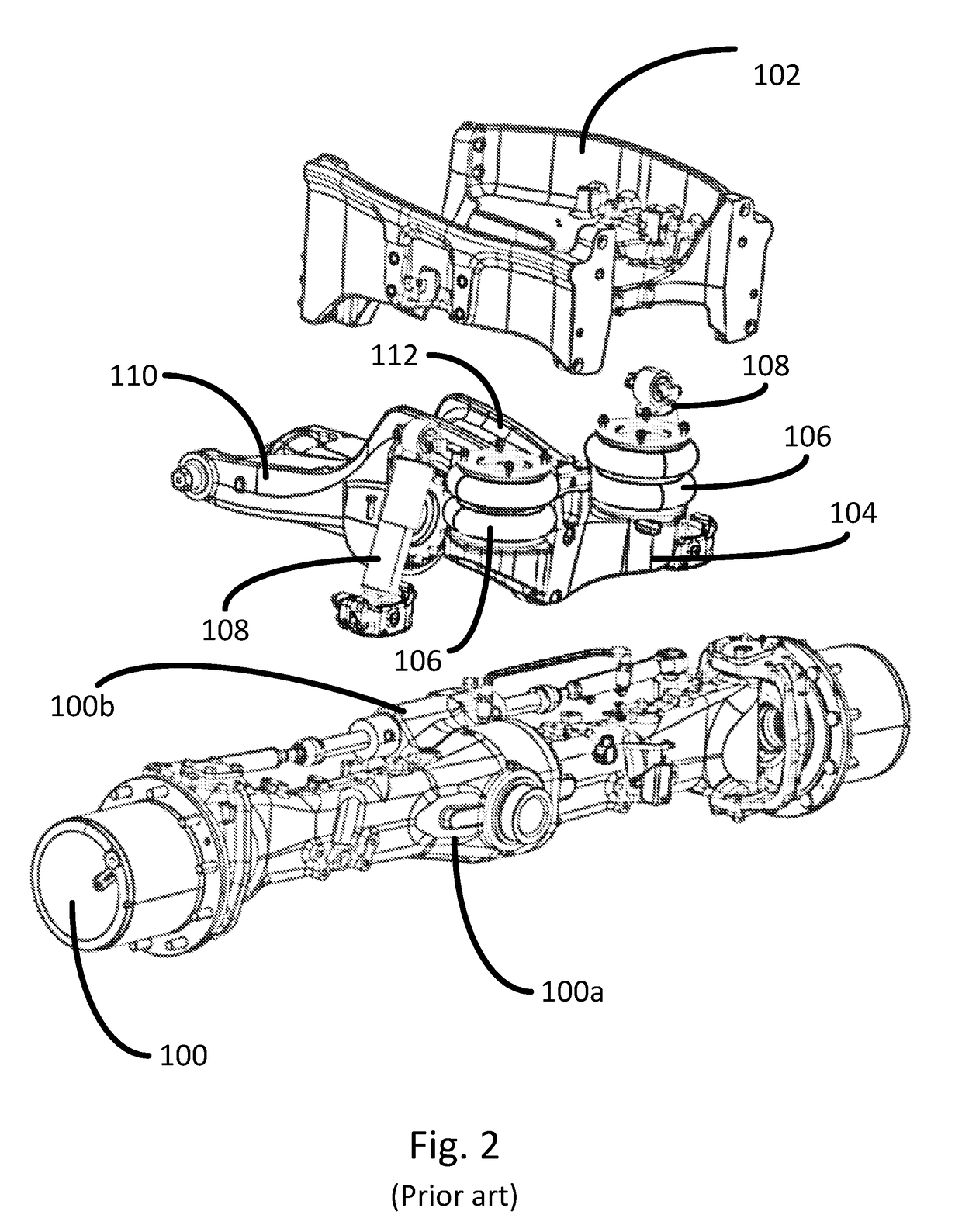Axle suspension system for a tractor