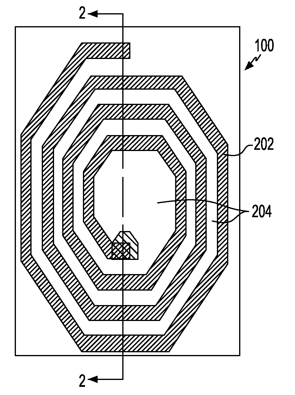 High frequency inductor structure having increased inductance density and quality factor