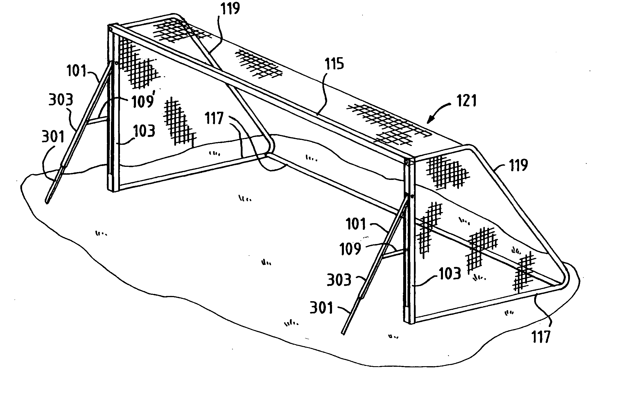 Apparatus for supporting a goal upright