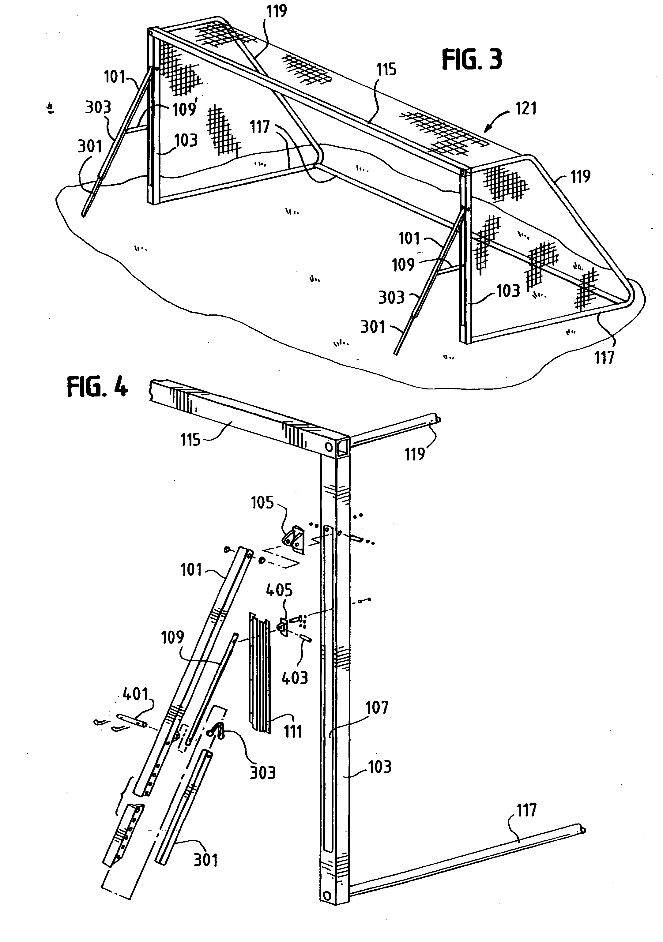 Apparatus for supporting a goal upright