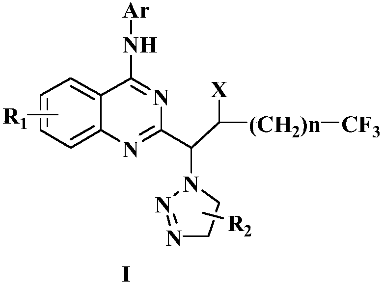 Preparation method of disubstituted quinazoline medicine compounds containing triazole parent nucleus