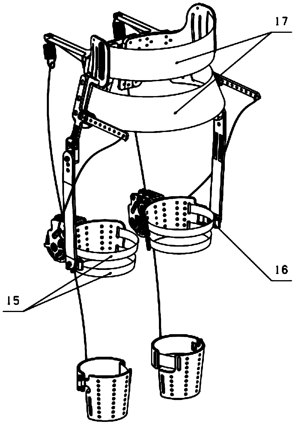 A passive exoskeleton device with hip and knee joints based on clutch time-sharing control