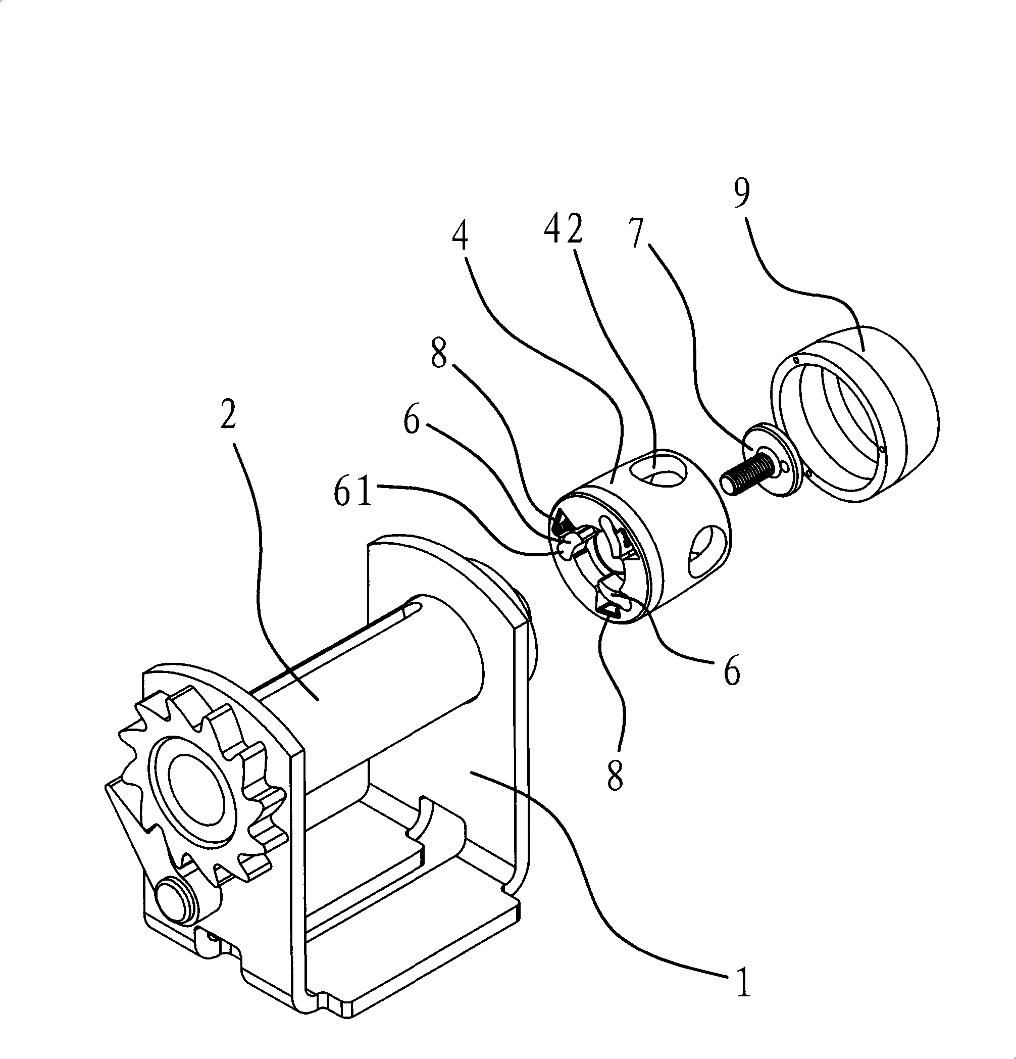 Fast rotation device for winch band axis