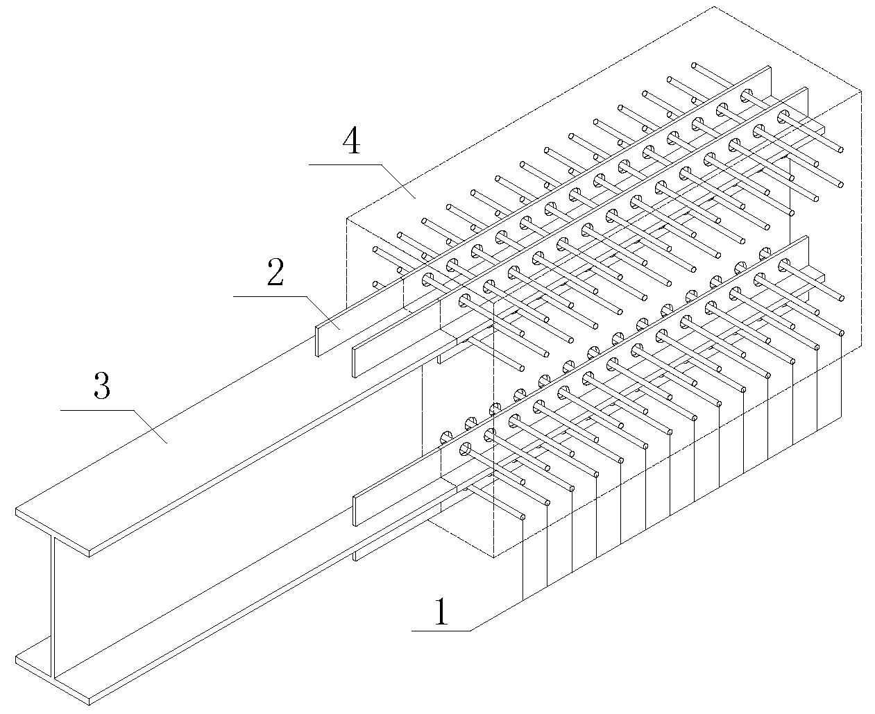 Continuous variable-stiffness shear key type steel-concrete joint section