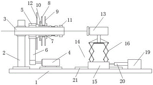 Lifting and positioning mechanism for cable shielding machine