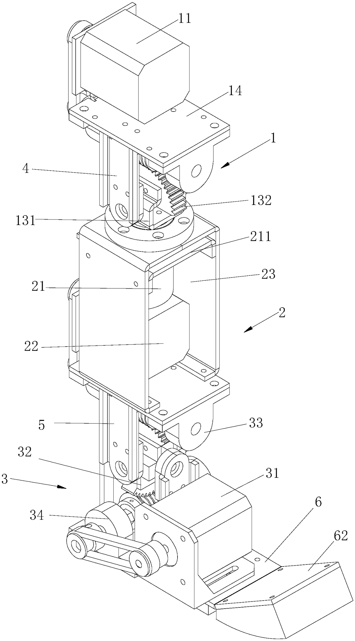 Accurately moving and anti-impact robot leg device