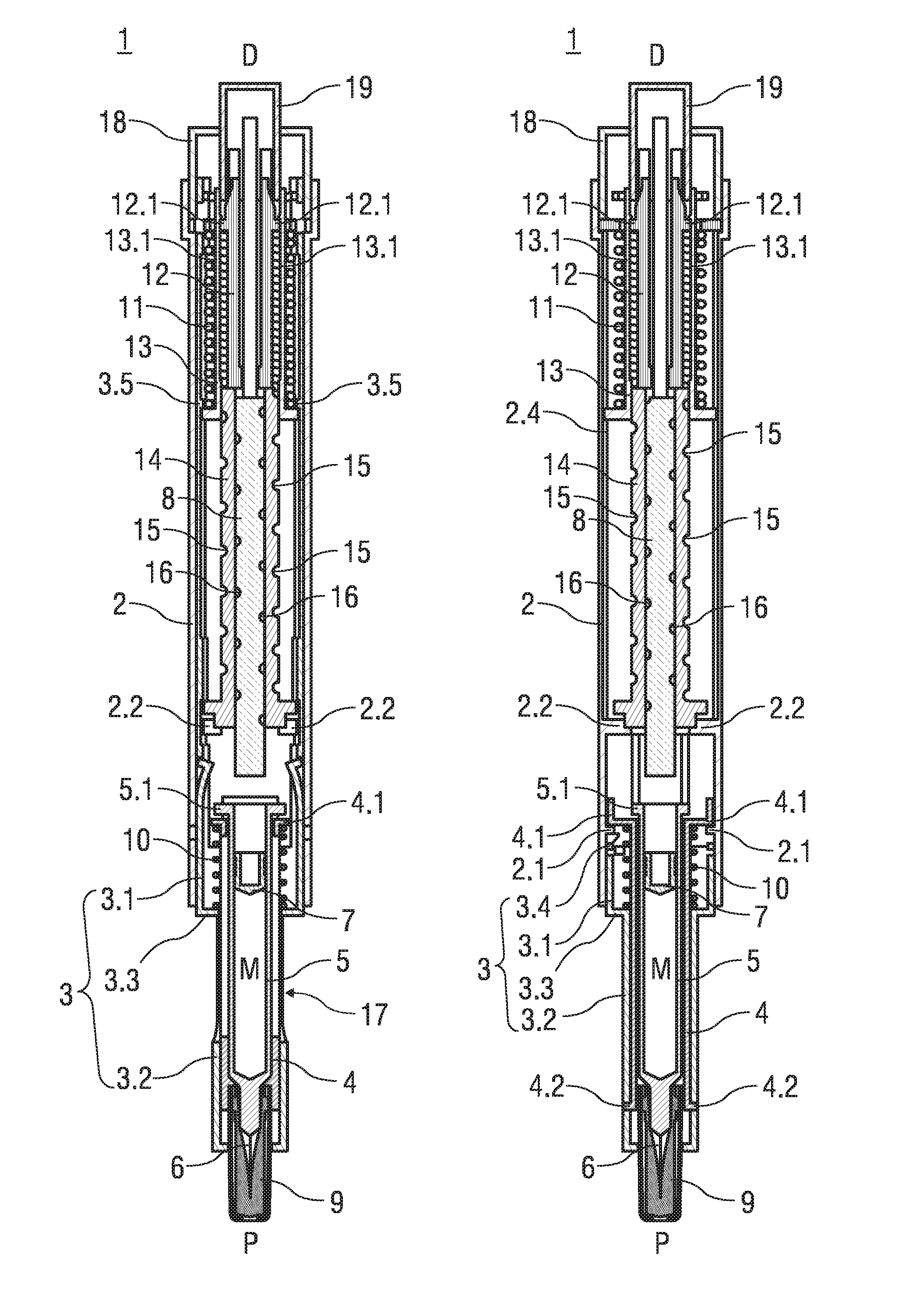Force transmission arrangement for auto-injector