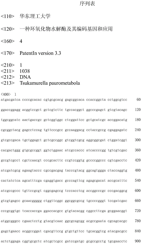 Epoxide hydrolase as well as encoding gene and application thereof